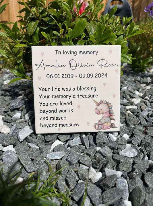 Unicorn memorial tile