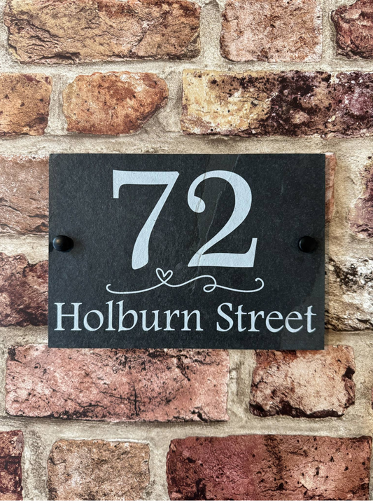 Heart divider slate house sign
