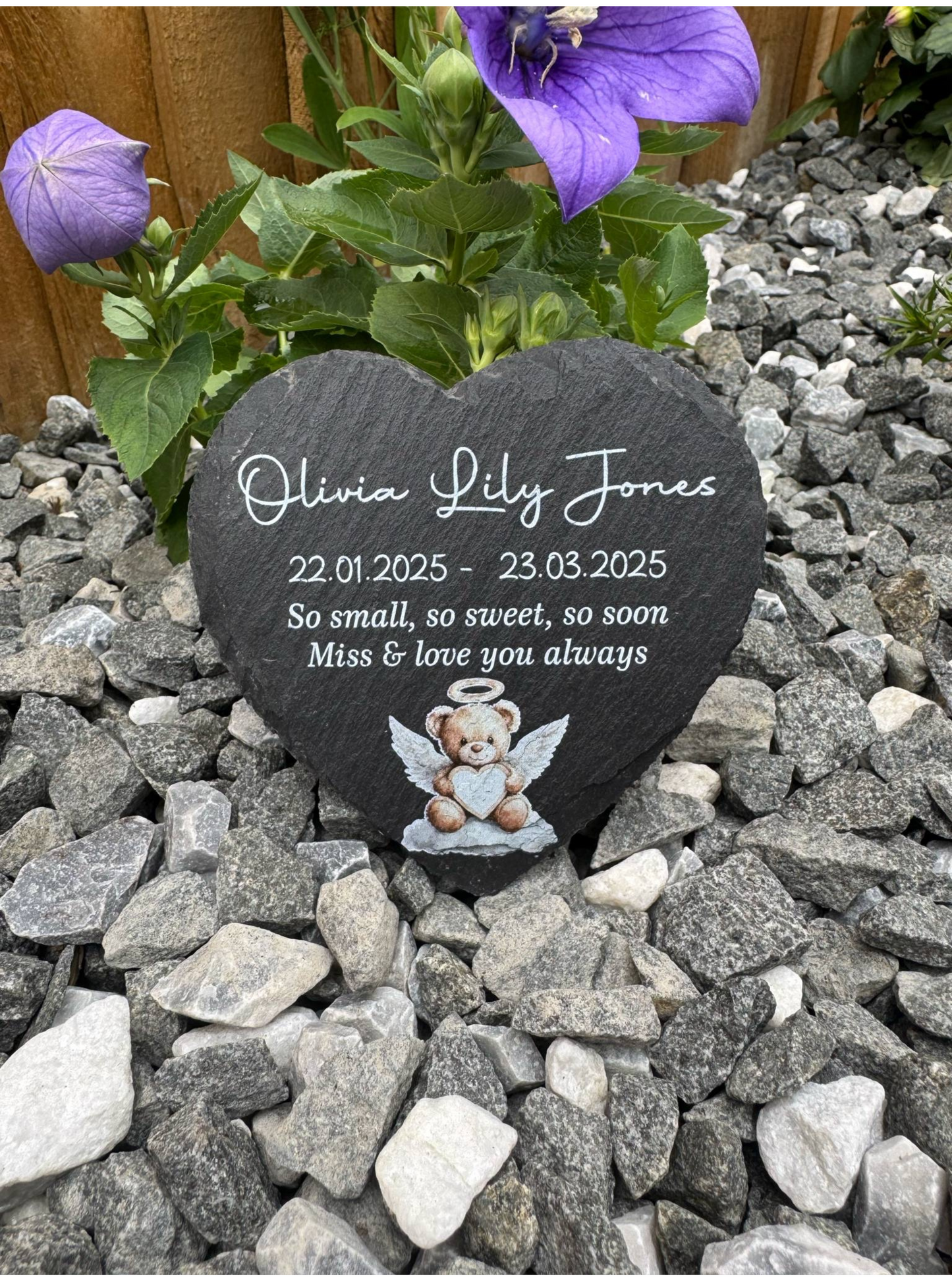 Angel bear child’s slate memorial