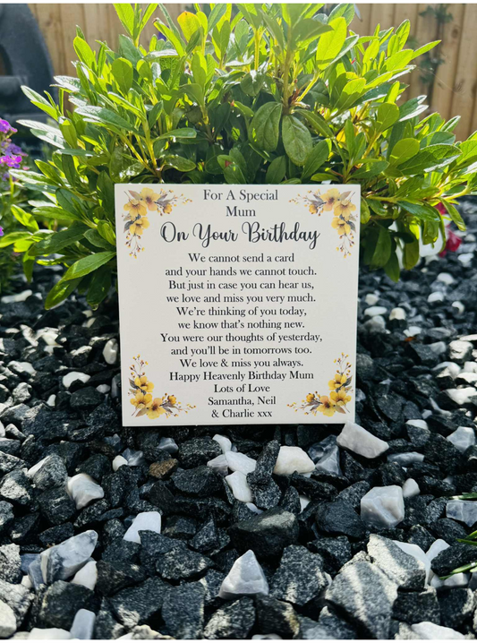 Cannot send a card birthday memorial tile yellow flowers