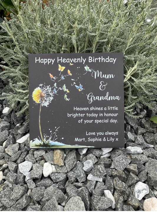 Happy heavenly Birthday, Heaven shines a little brighter memorial tile.