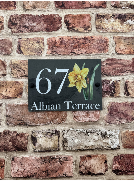 Daffodil slate house sign