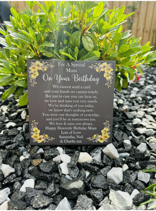 Cannot send a card birthday memorial tile yellow flowers