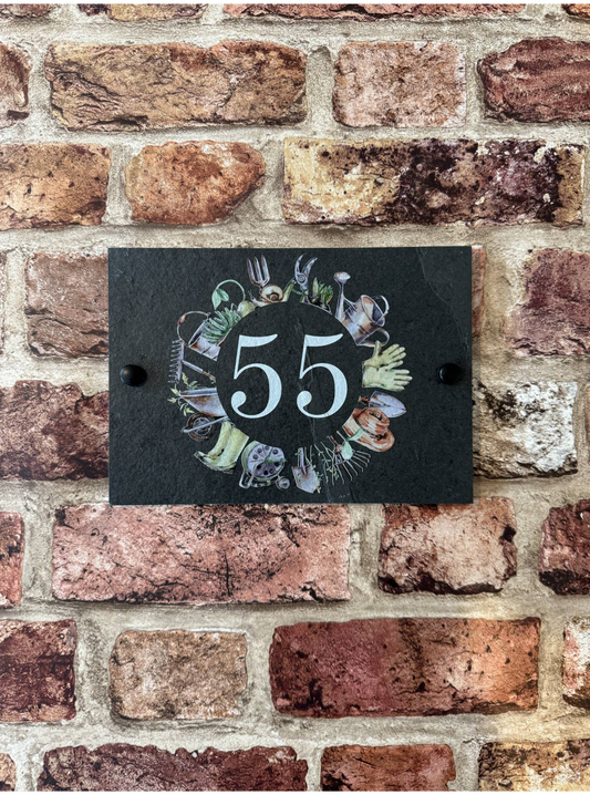 Garden style slate house sign