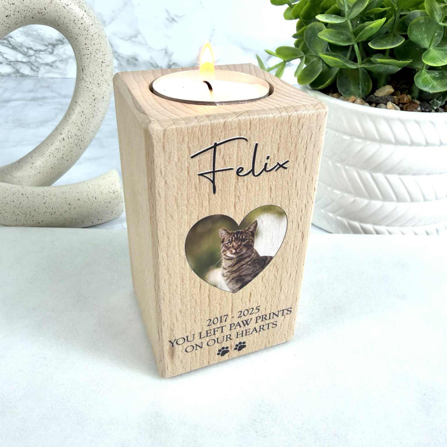 Personalised Pet Photo Memorial Tealight Holder