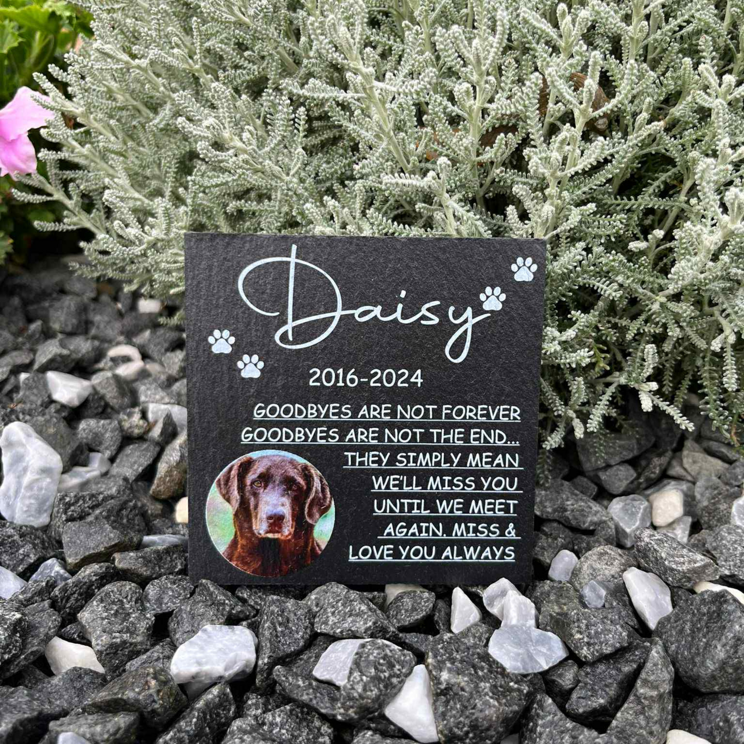 Goodbyes are not forever pet memorial slate
