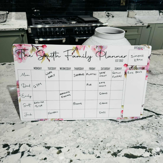 Personalised Cherry Blossom Wipeable Family Planner