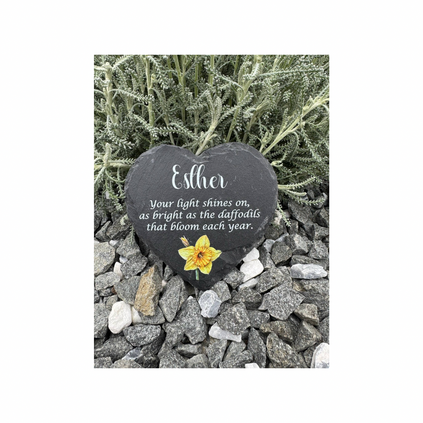 Daffodil memorial heart slate
