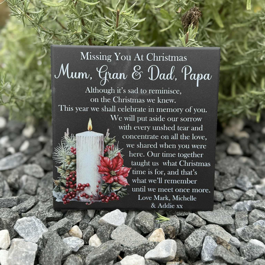 Christmas Poinsettia Candle Memorial Tile