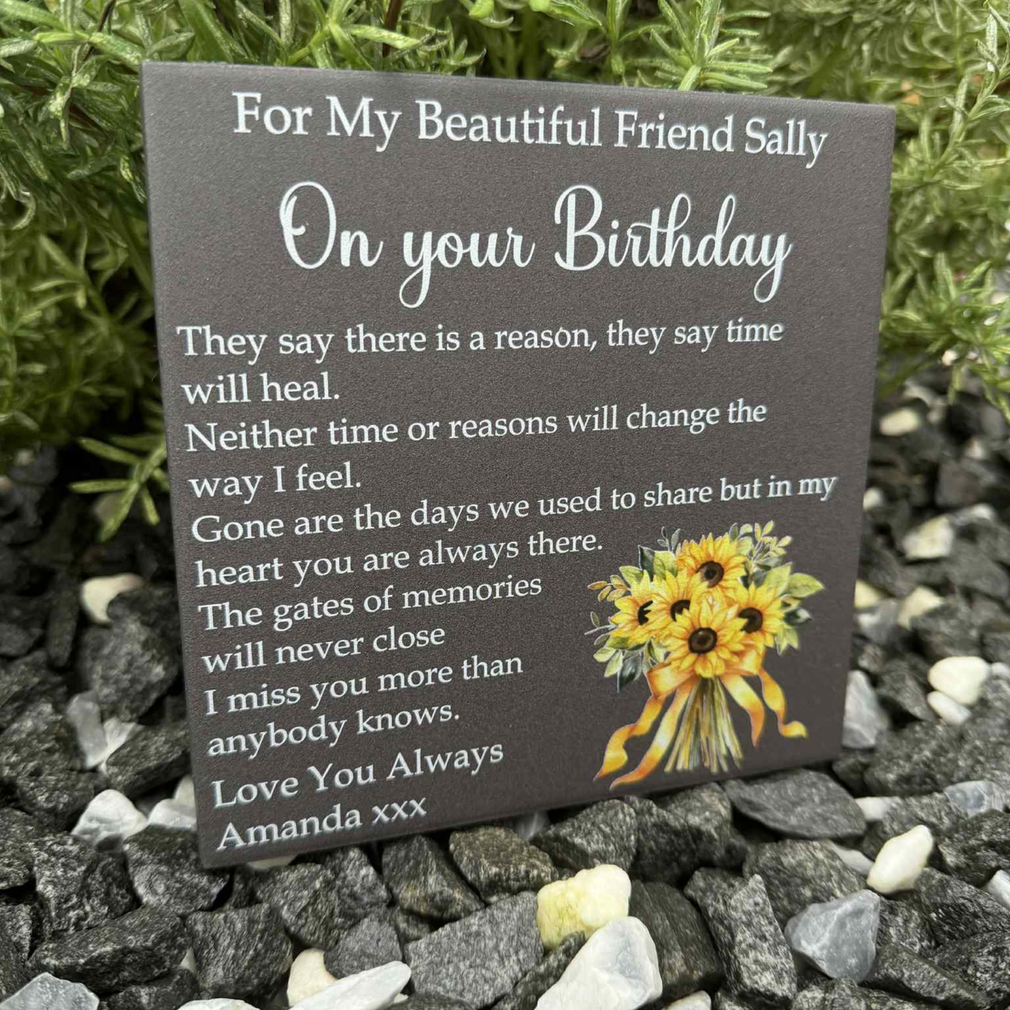 Sunflower Birthday Memorial Tile