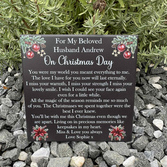 Christmas Baubles With Stars Memorial Tile