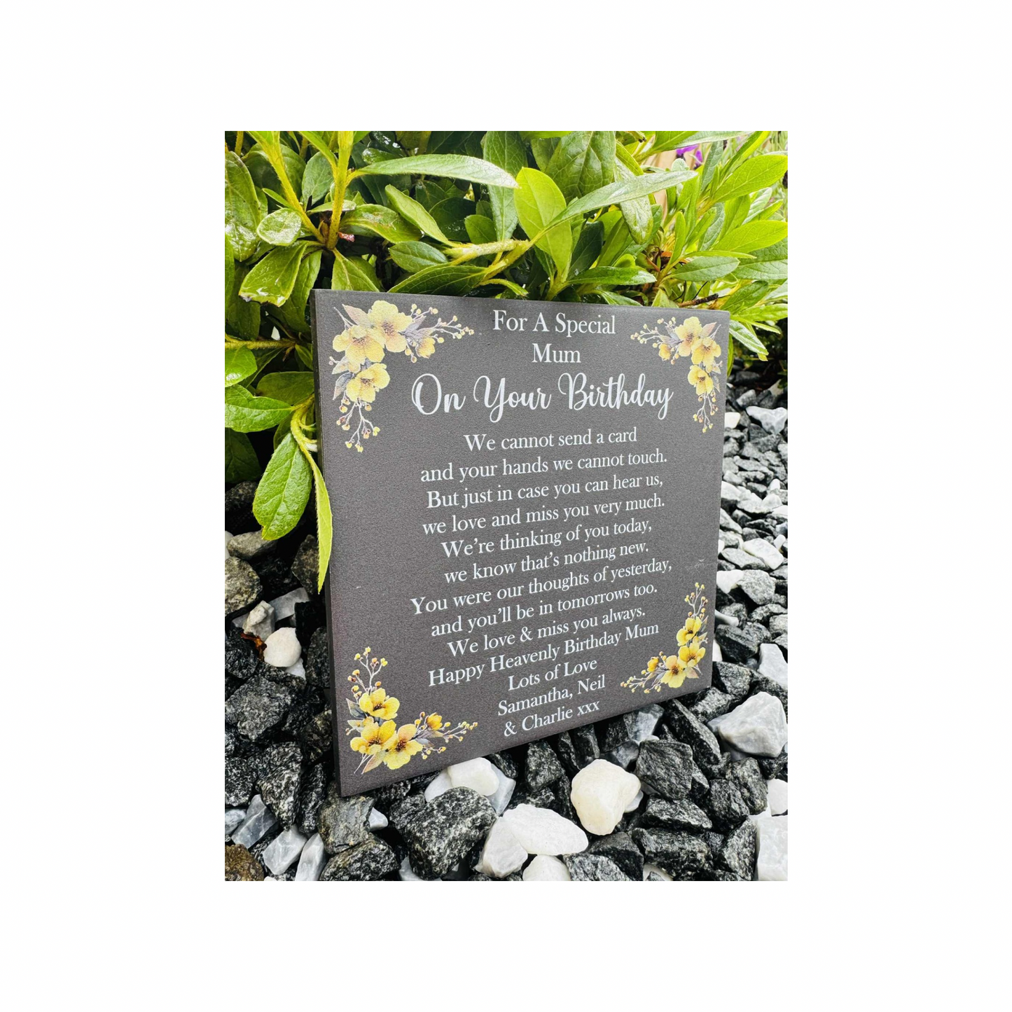 Cannot send a card birthday memorial tile yellow flowers
