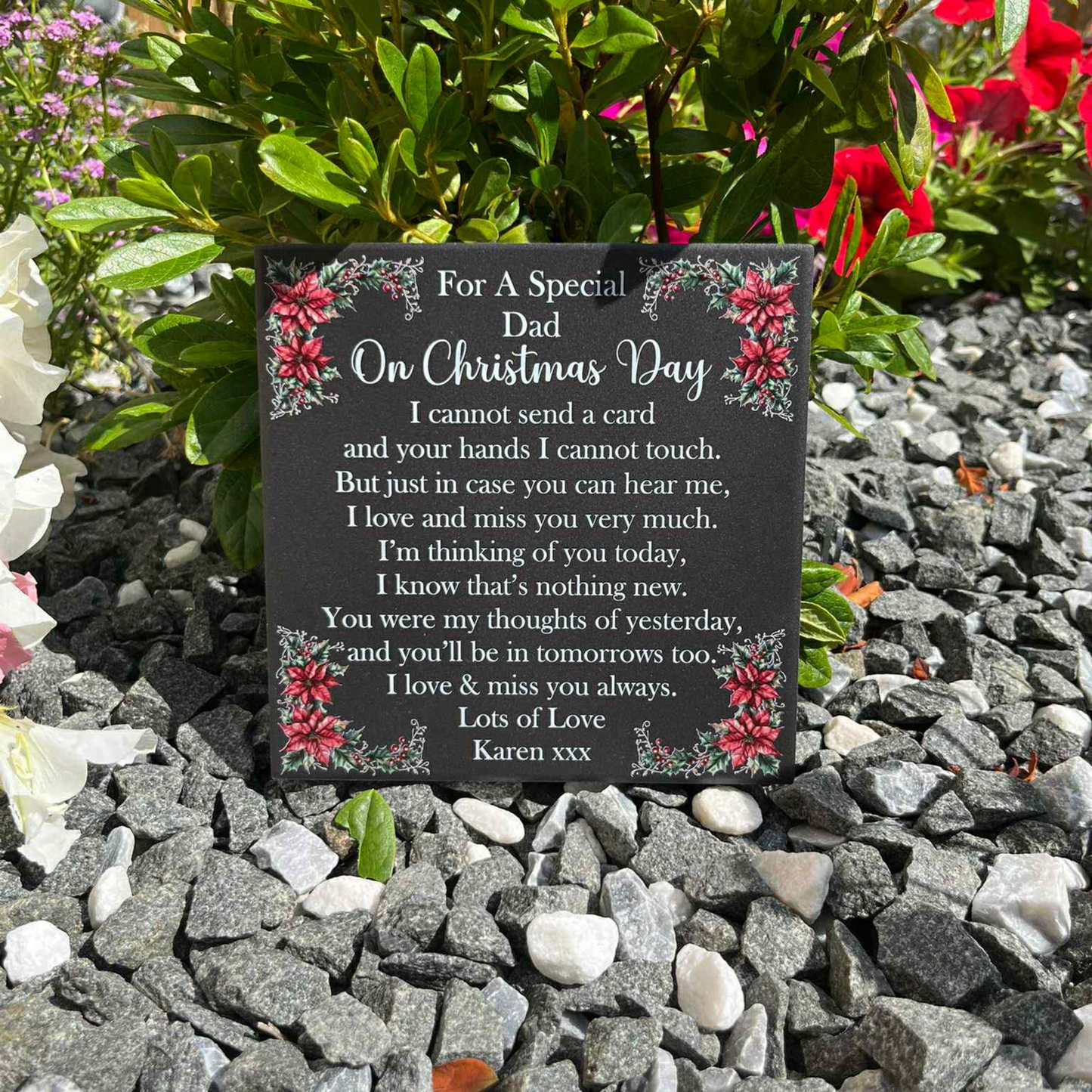 Christmas Poinsettia Memorial Tile Design 1