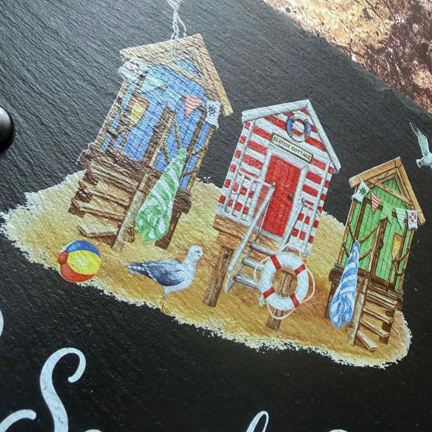 Beach huts slate house sign