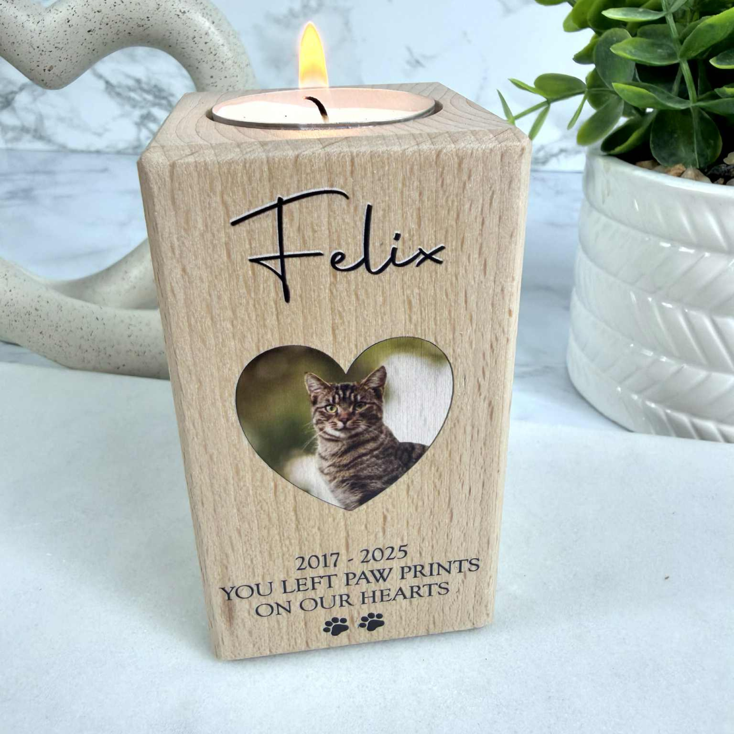 Personalised Pet Photo Memorial Tealight Holder