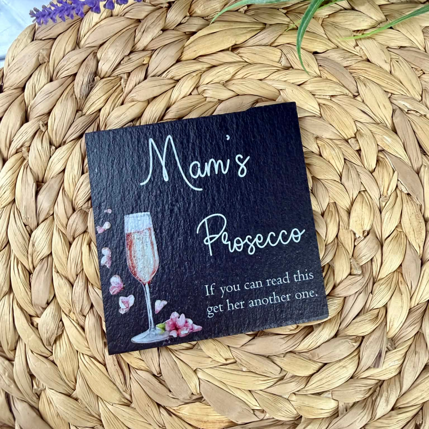 Personalised prosecco slate coaster
