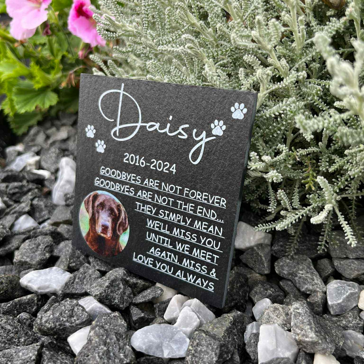 Goodbyes are not forever pet memorial slate