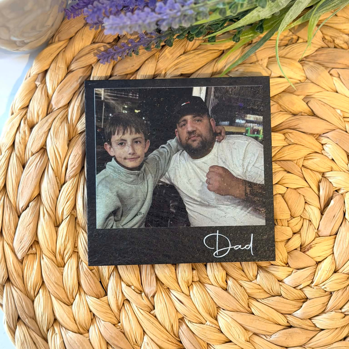 Personalised photo slate coaster