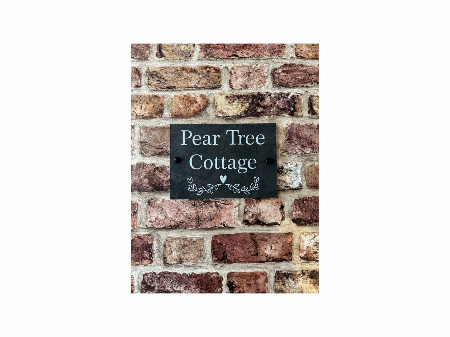 Slate house sign with divider heart
