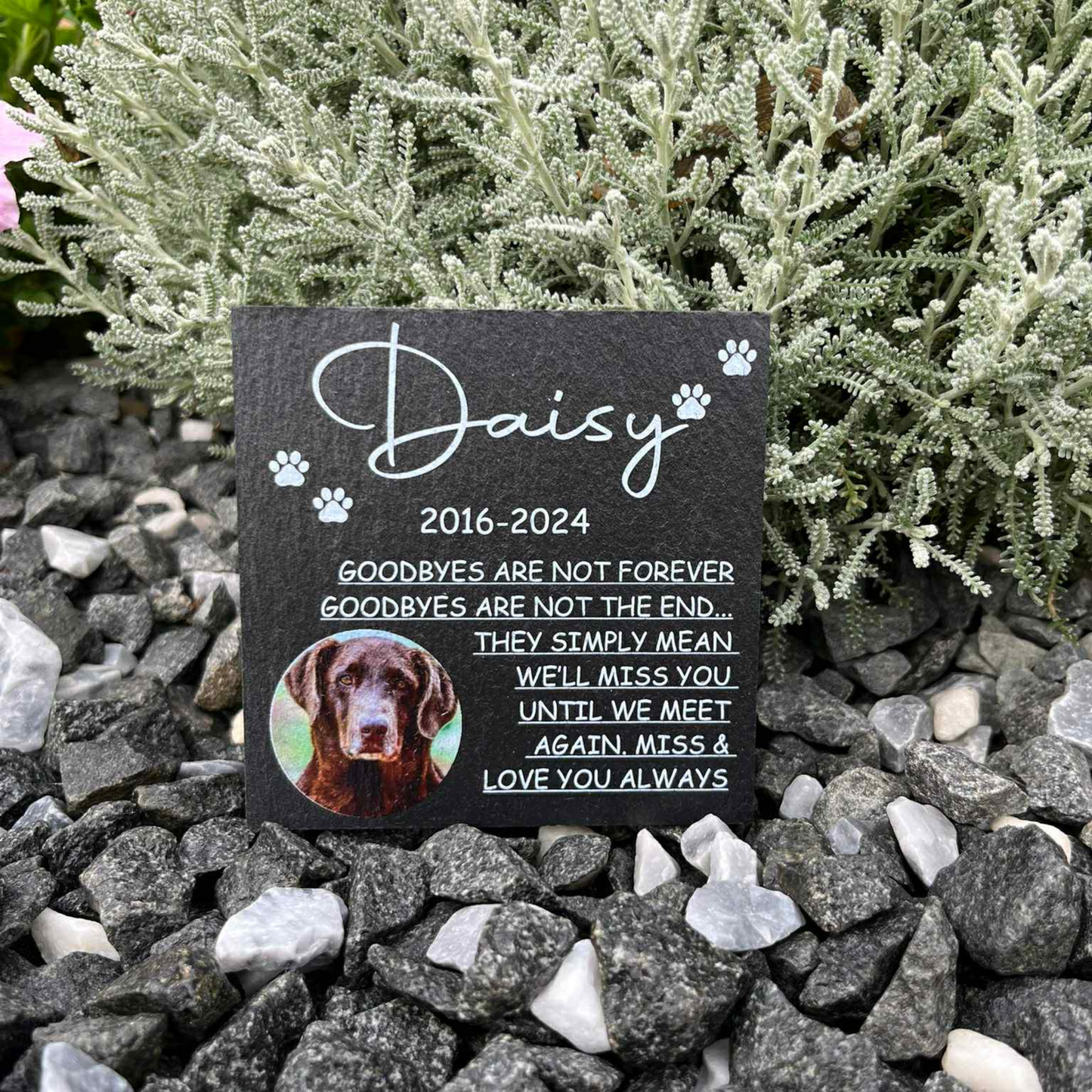 Goodbyes are not forever pet memorial slate