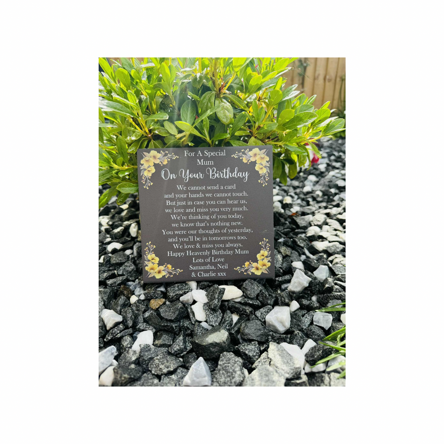 Cannot send a card birthday memorial tile yellow flowers