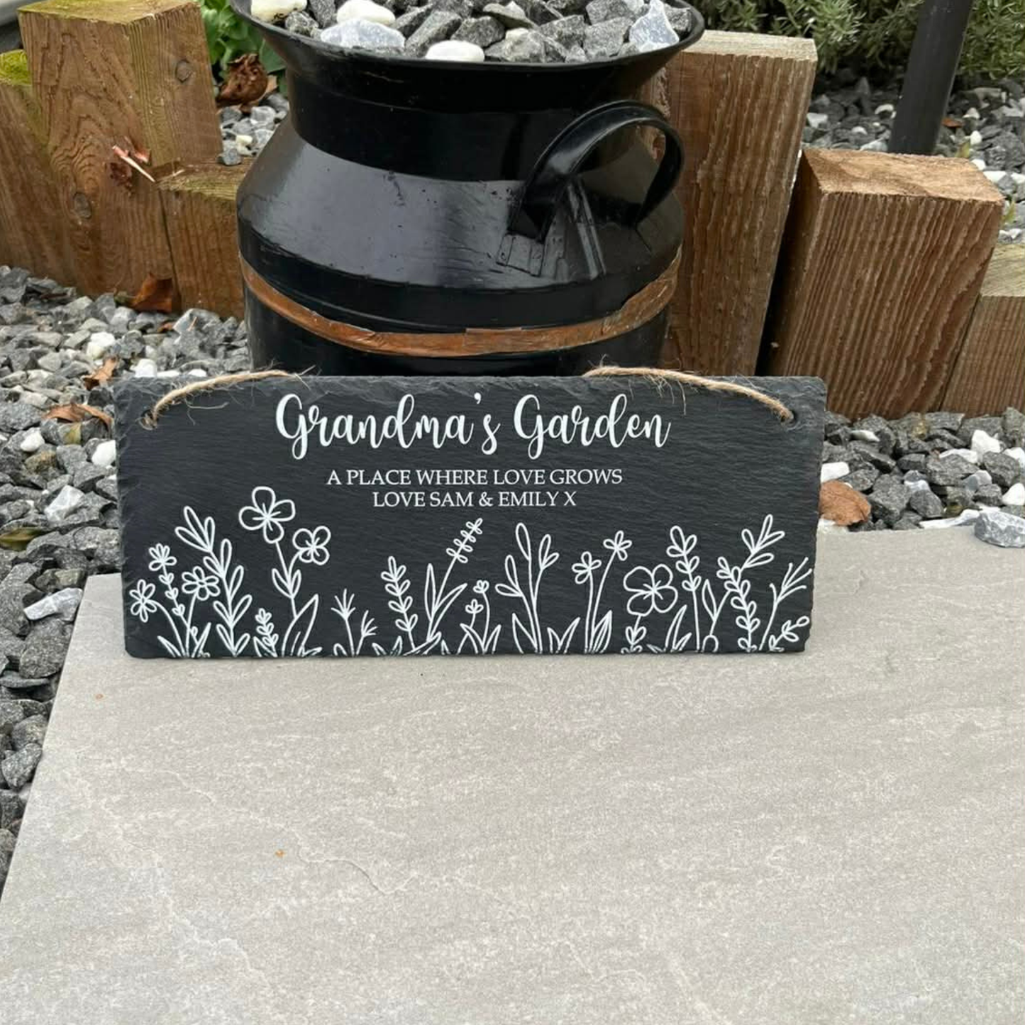 Personalised a place where love grows garden slate sign