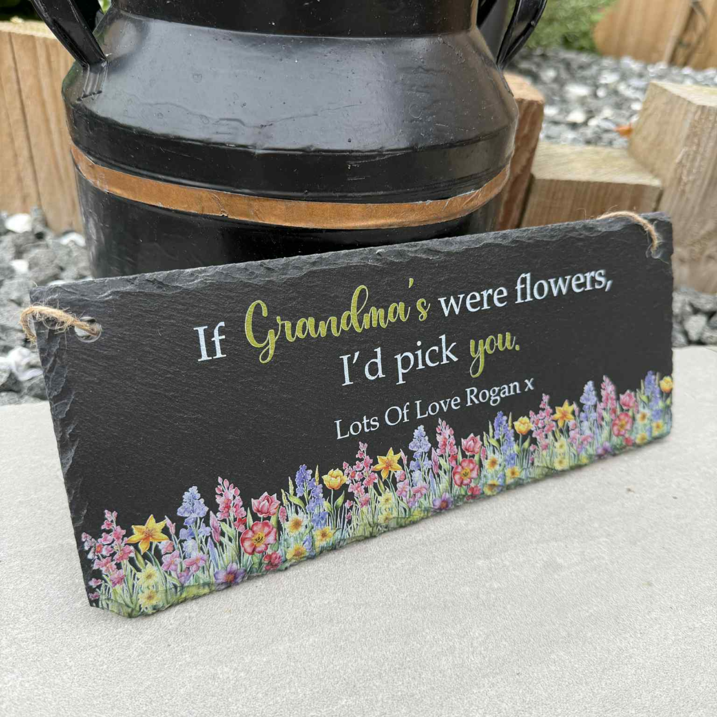 Slate Garden Sign With Flowers