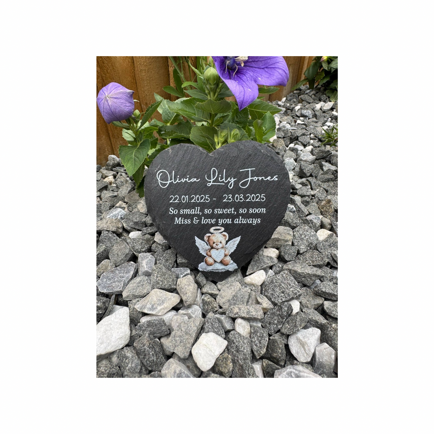 Angel bear child’s slate memorial