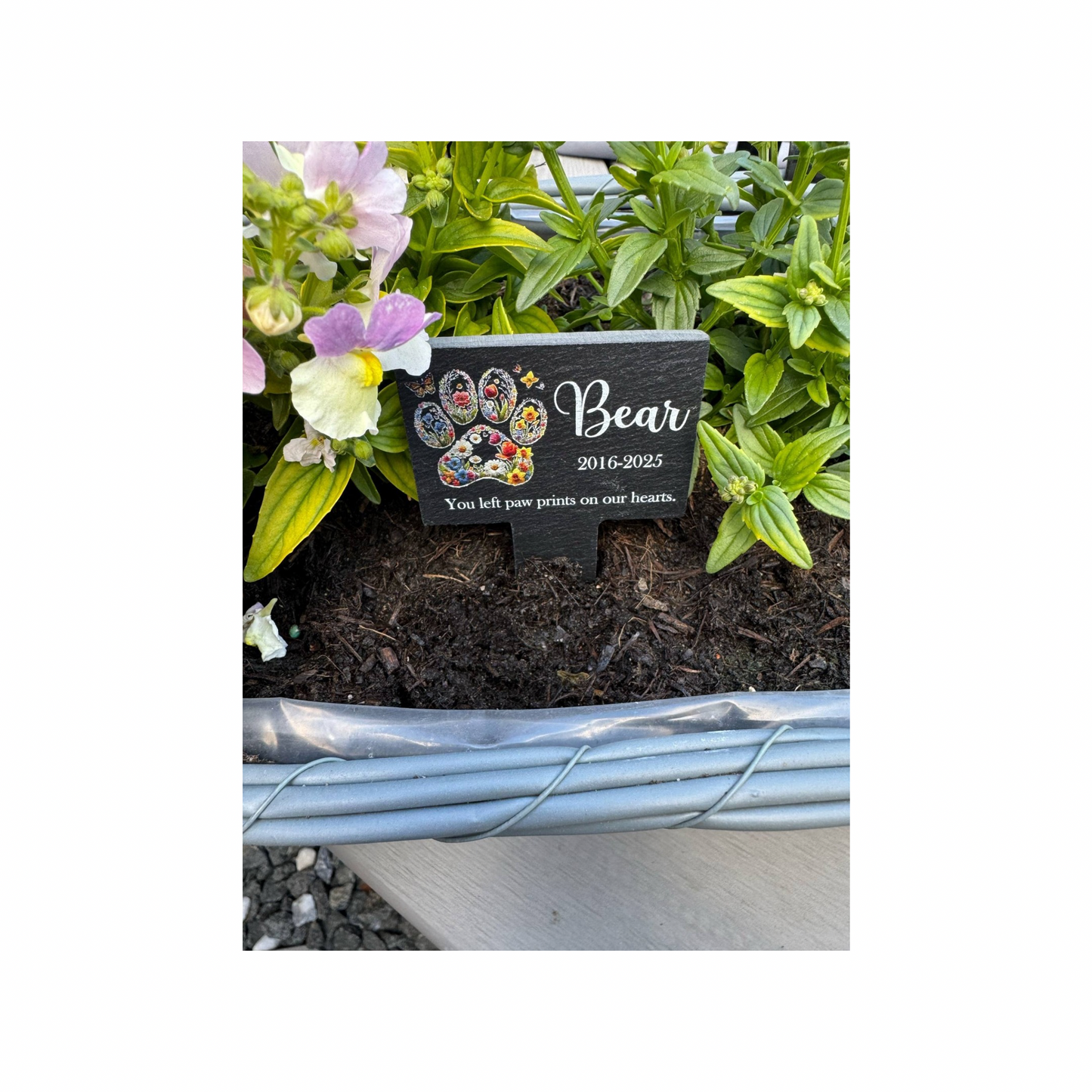 Pet paw grave marker