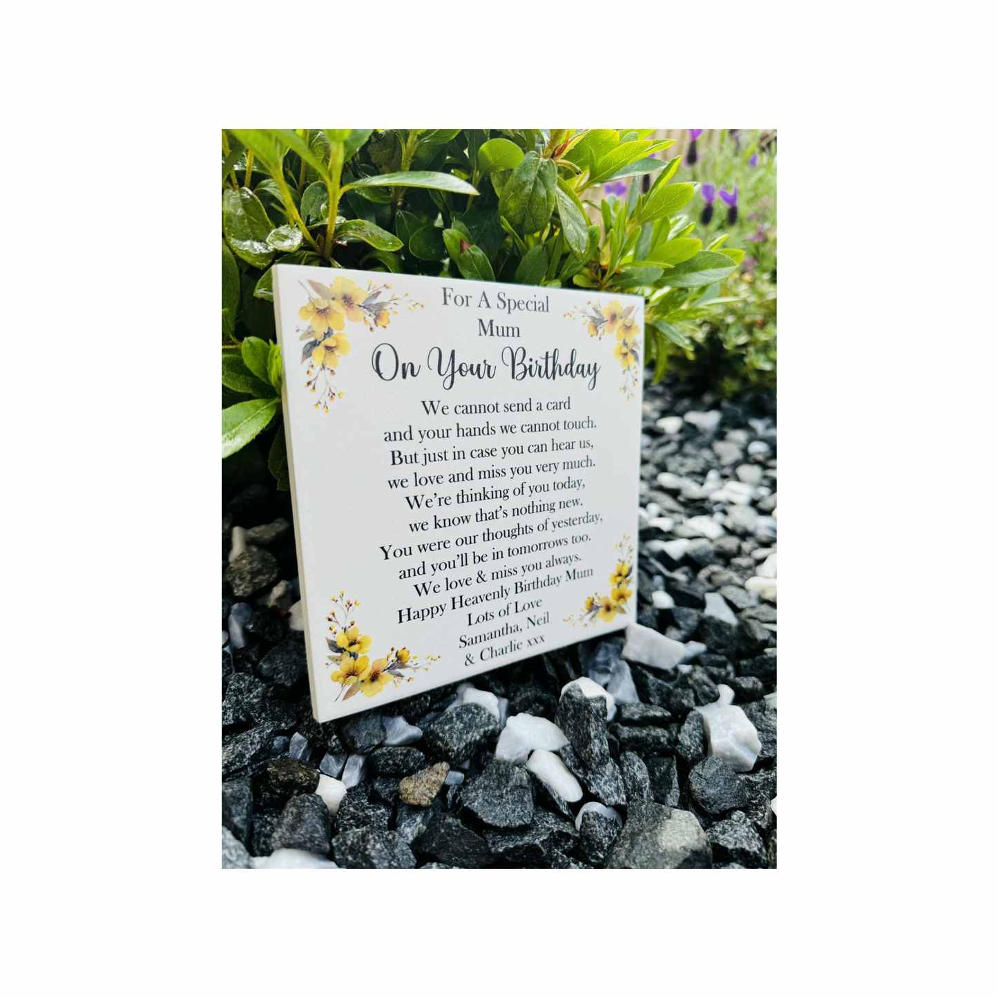 Cannot send a card birthday memorial tile yellow flowers