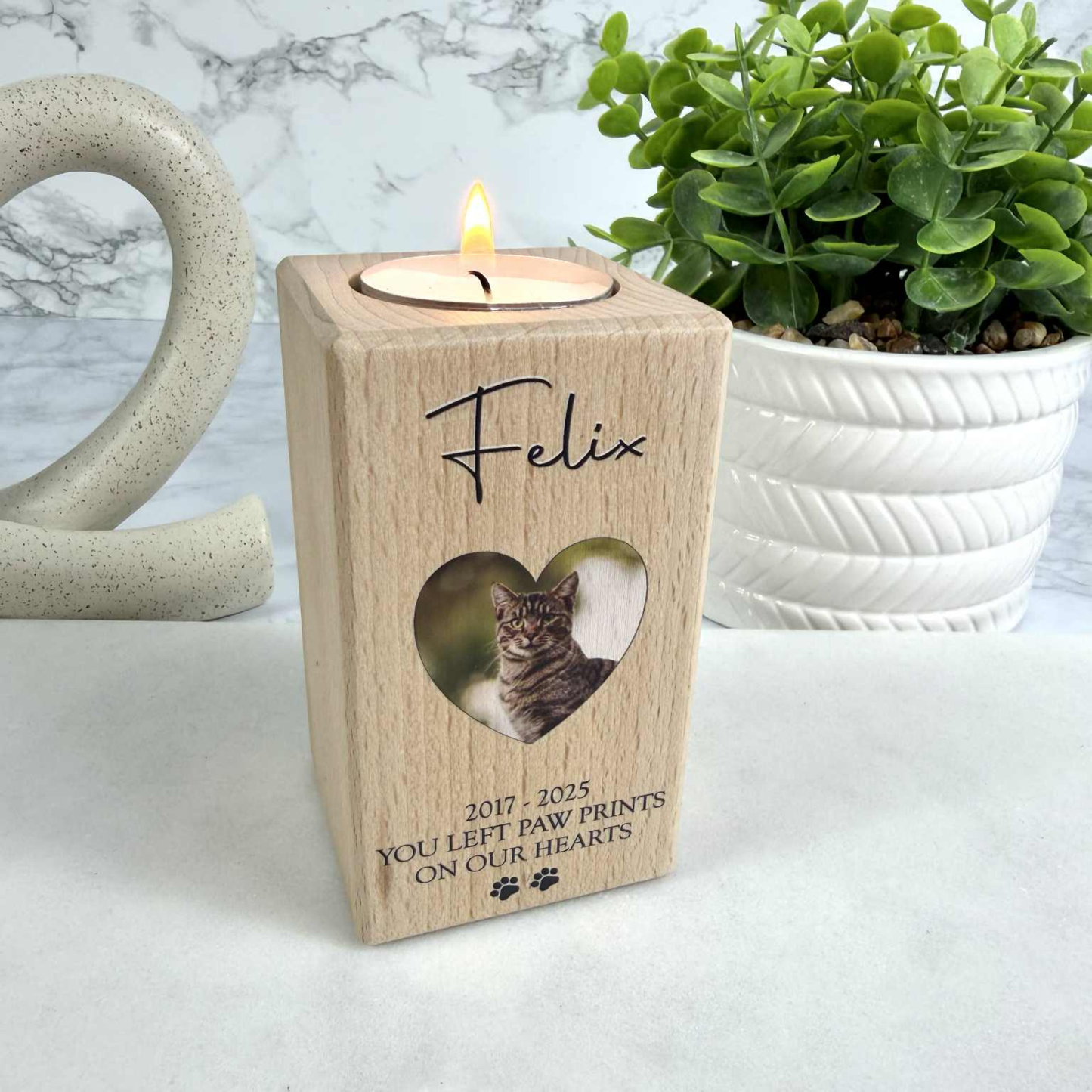 Personalised Pet Photo Memorial Tealight Holder