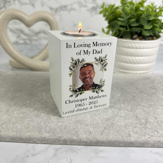 Personalised Photo Memorial Tealight Holder