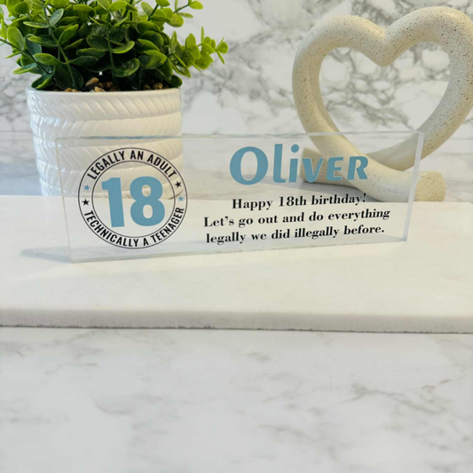 18th Birthday Desk Top Plaque Keepsake