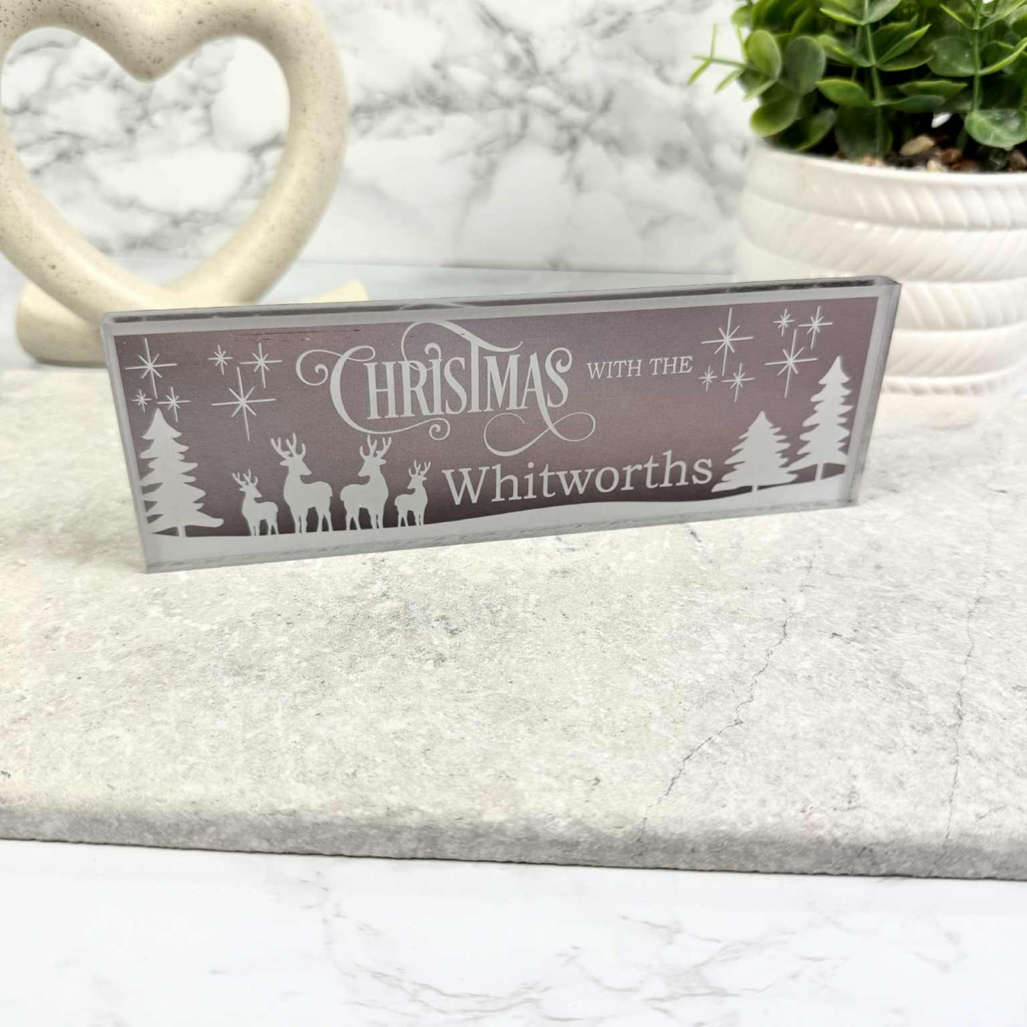 Personalised Christmas With The Family Deer Plaque