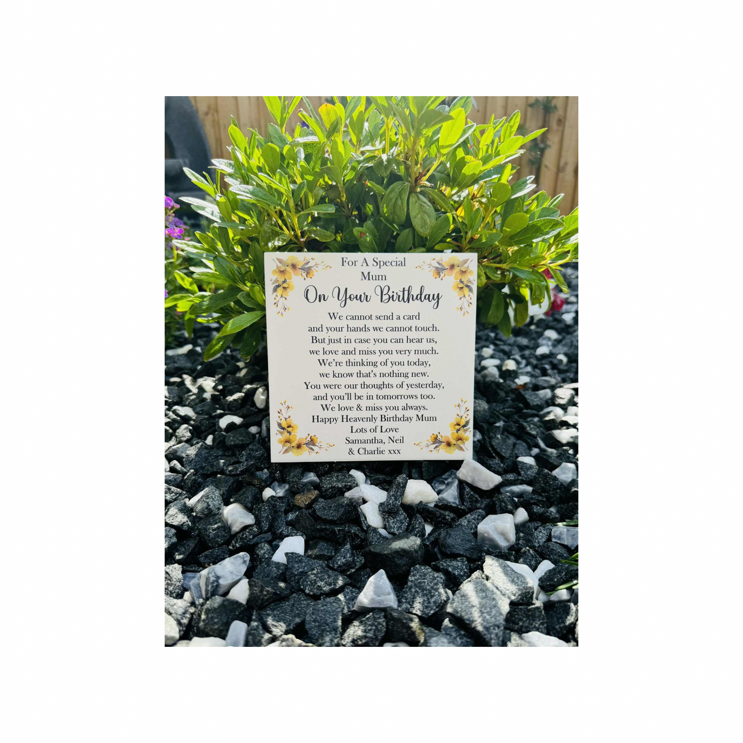 Cannot send a card birthday memorial tile yellow flowers