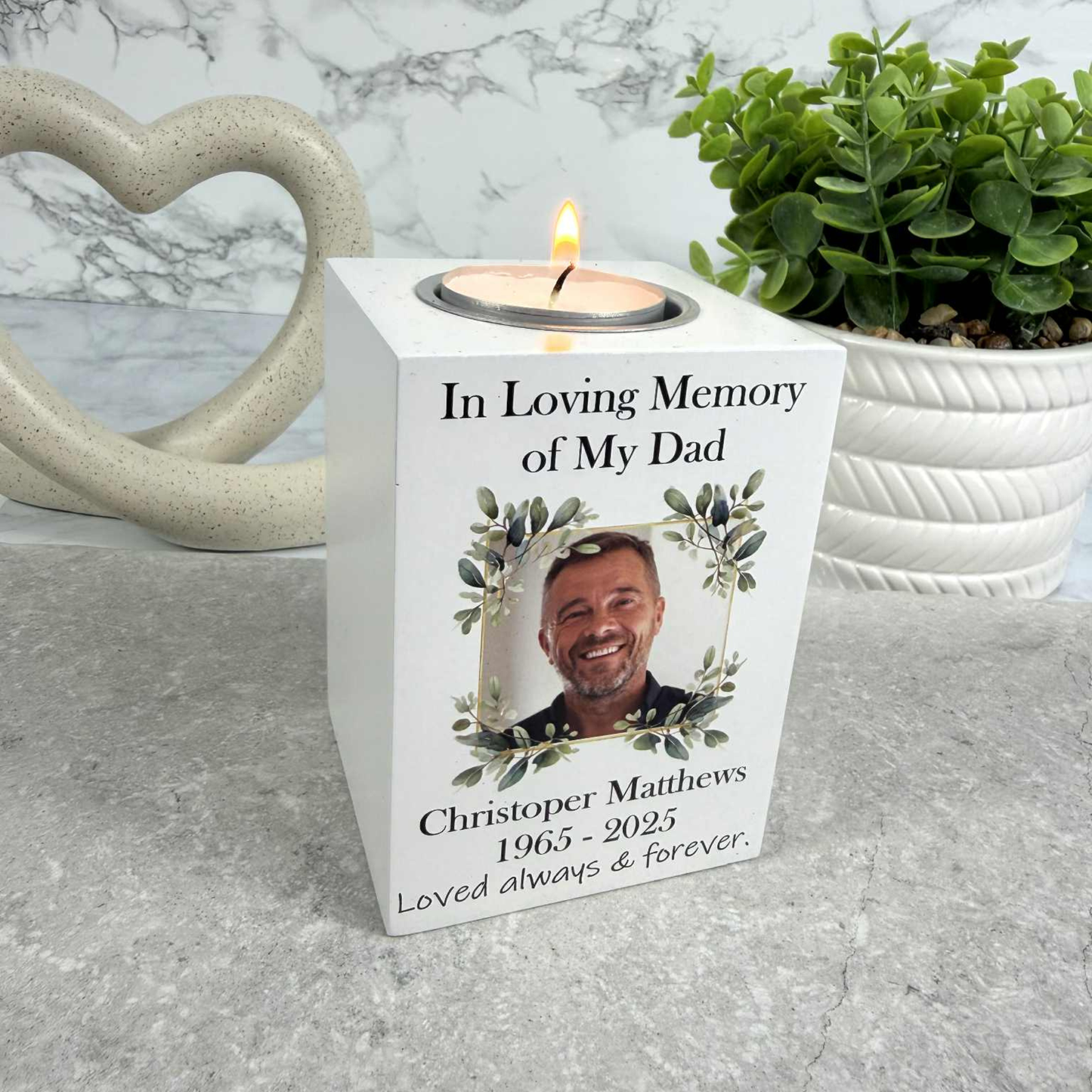 Personalised Photo Memorial Tealight Holder