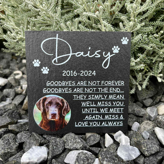 Goodbyes are not forever pet memorial slate