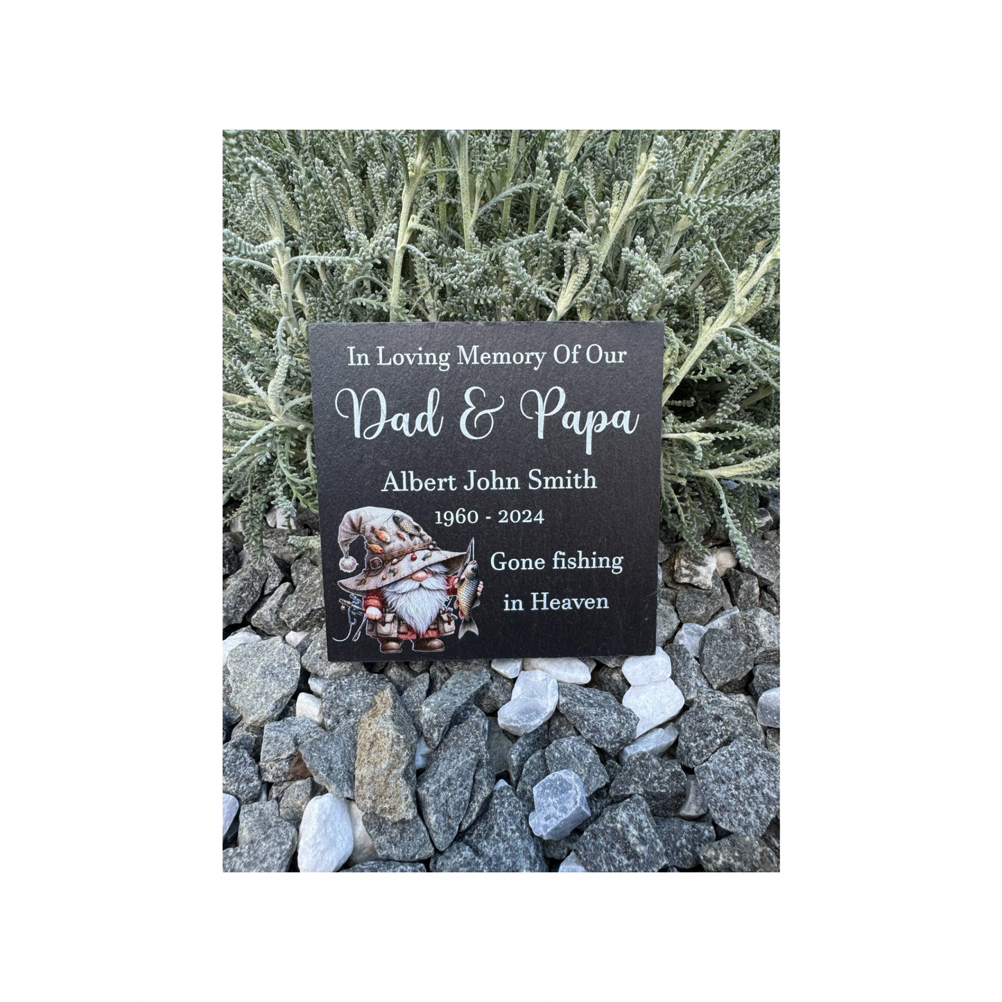 Gone fishing in heaven memorial slate