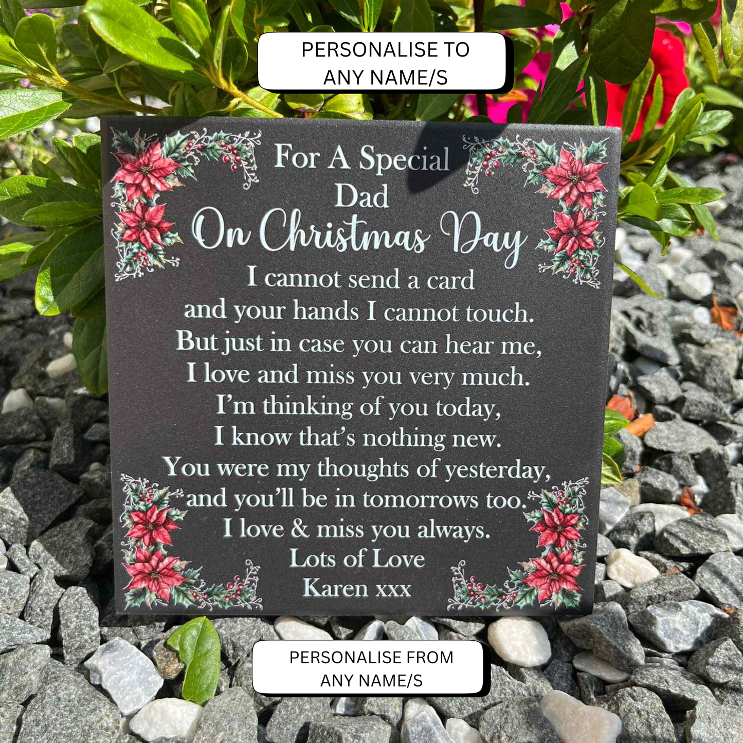 Christmas Poinsettia Memorial Tile Design 1
