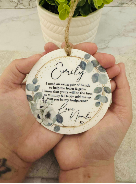 Will you be my Godparent proposal bauble