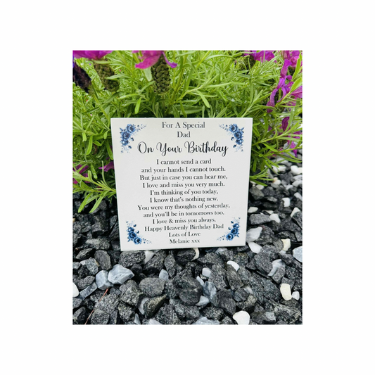 Cannot send a card birthday memorial tile Blue flowers