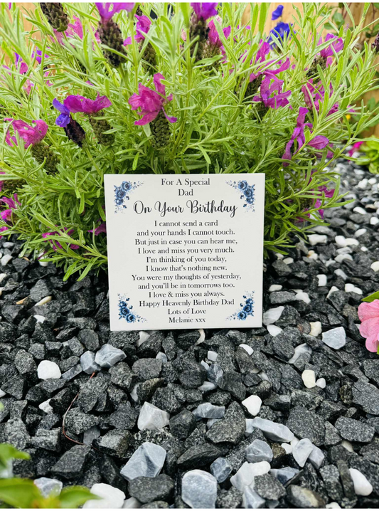 Cannot send a card birthday memorial tile Blue flowers