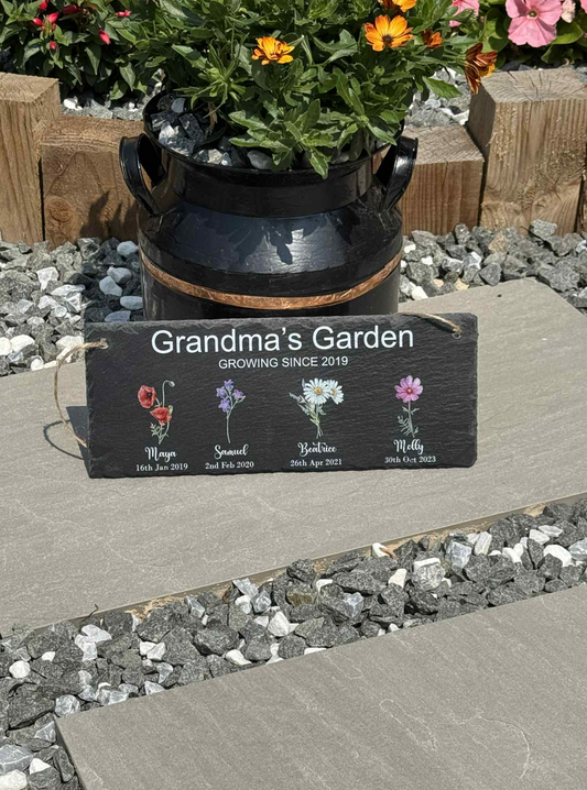 Growing since hanging slate sign