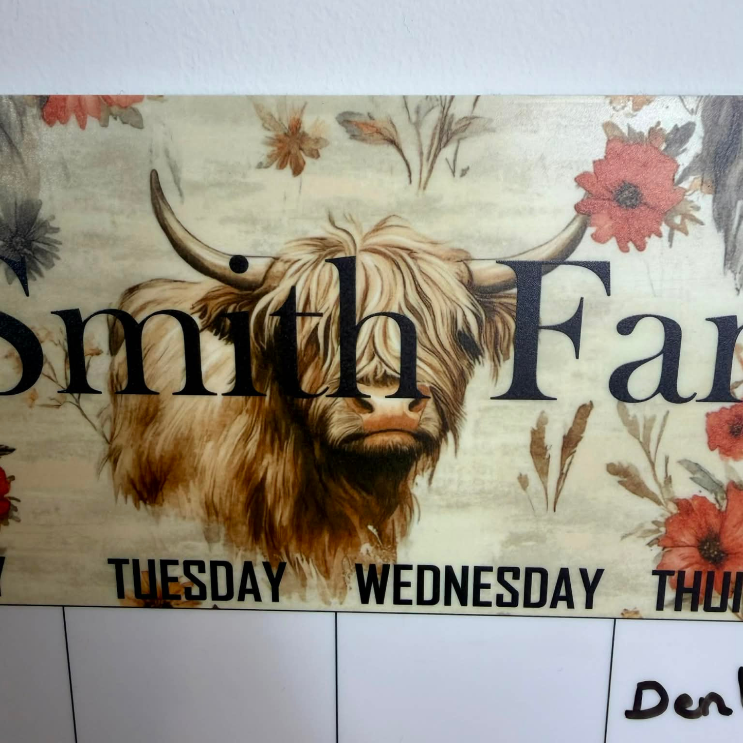 Personalised highland cow wipeable family planner