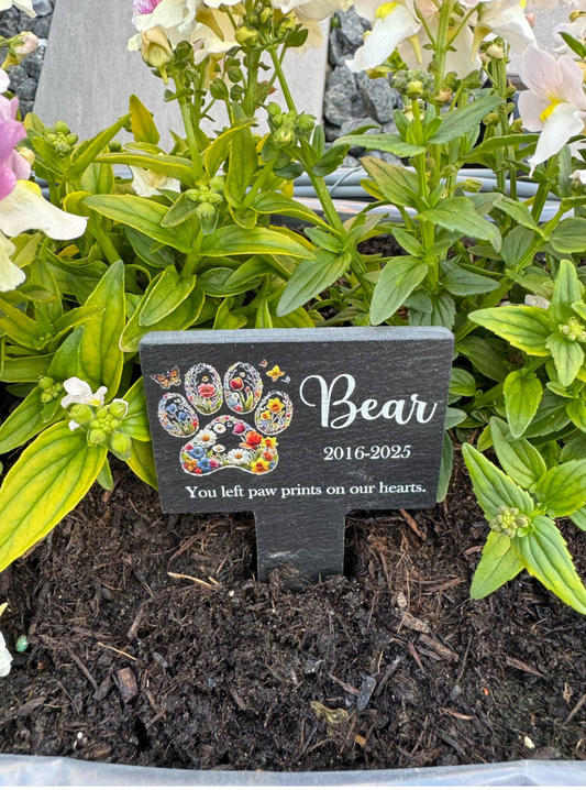Pet paw grave marker
