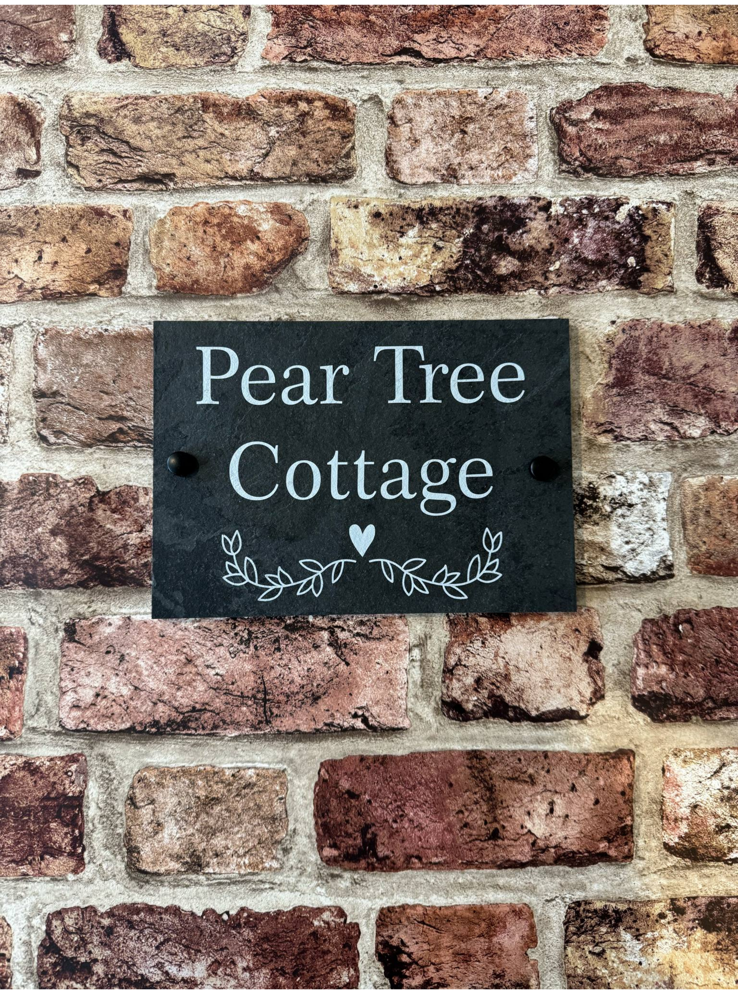 Slate house sign with divider heart