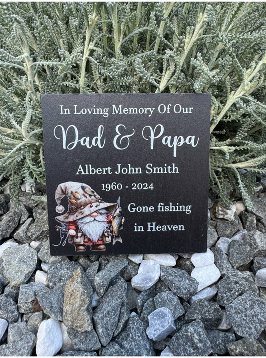 Gone fishing in heaven memorial slate