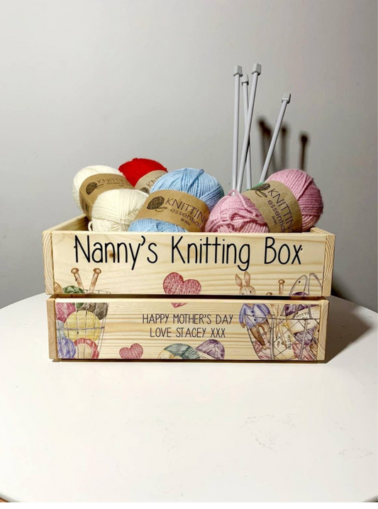 Wooden knitting crate