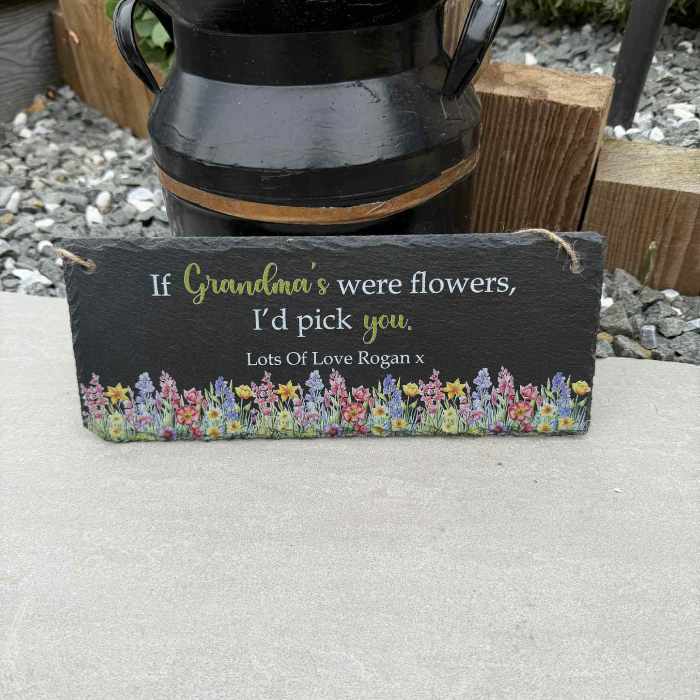 Slate Garden Sign With Flowers