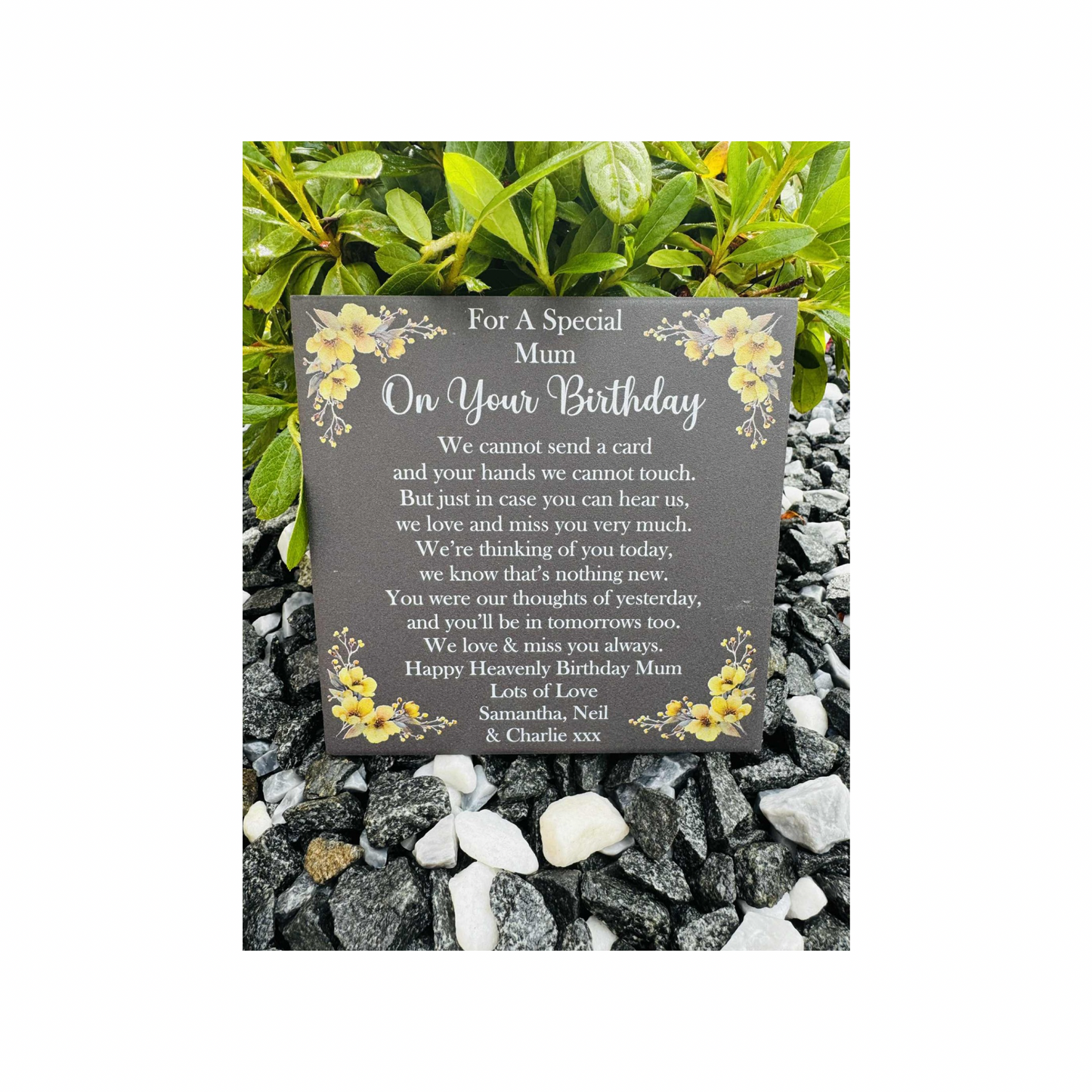 Cannot send a card birthday memorial tile yellow flowers